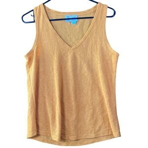 Saturday Sunday Womens Blouse Mustard Yellow VNeck Sleeveless Tank Small